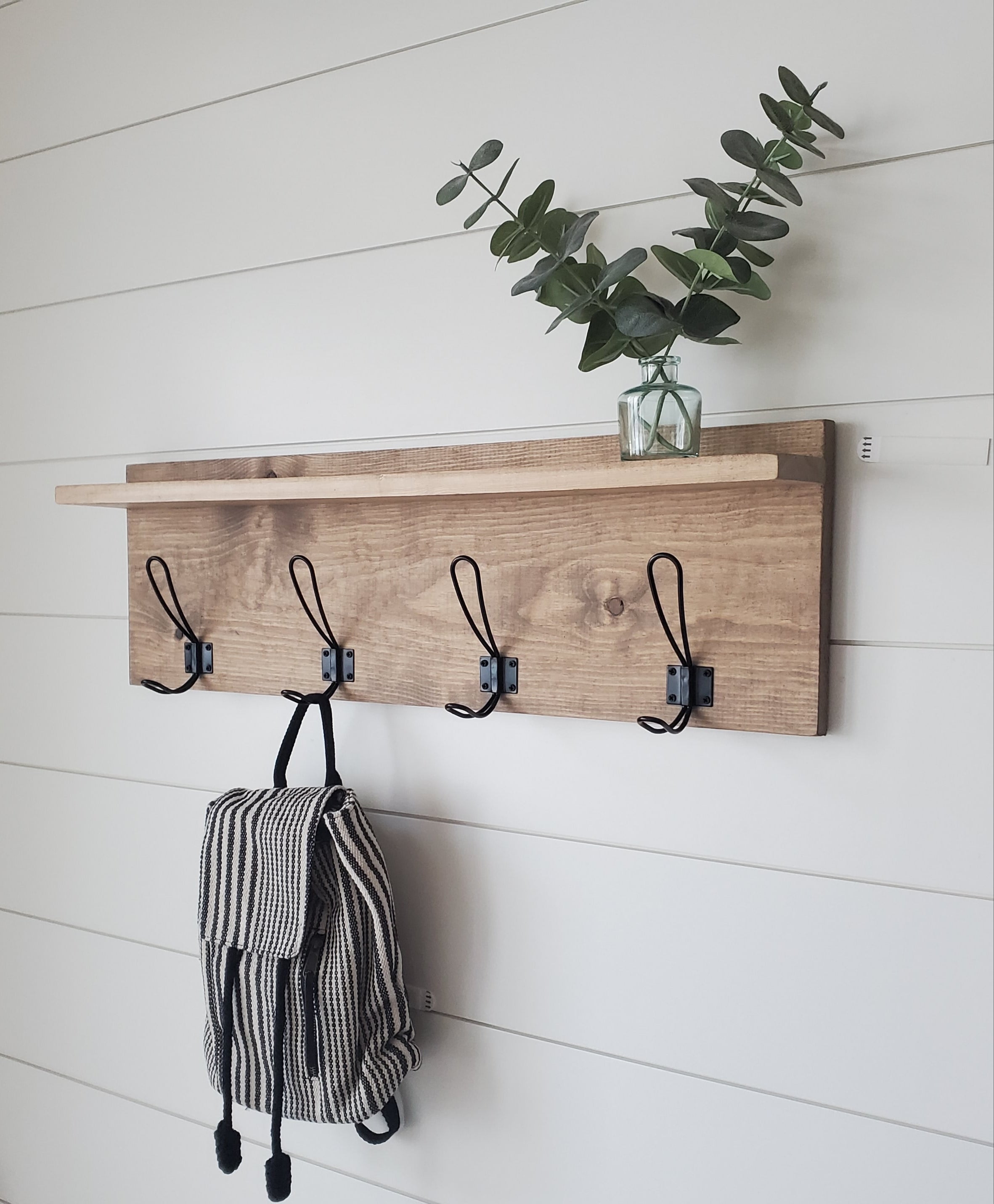 Farmhouse coat discount rack with shelf