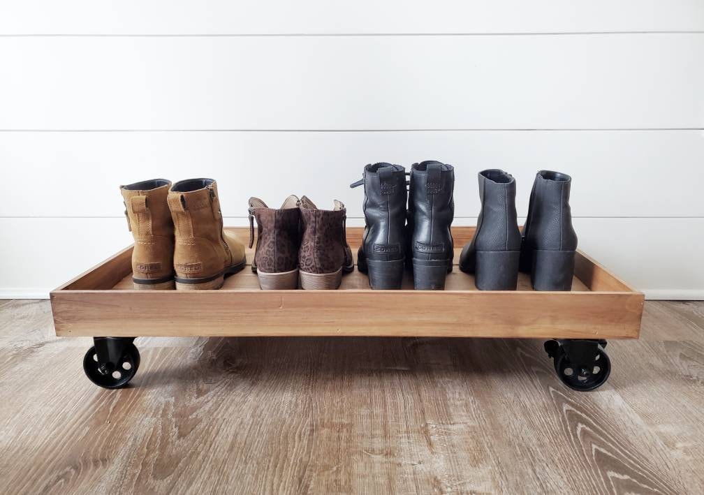 Wooden Boot Tray With Wheels – Kskystudio
